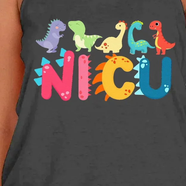 NICU Nurse Dinosaur Neonatal Intensive Care Unit Women's Knotted Racerback Tank