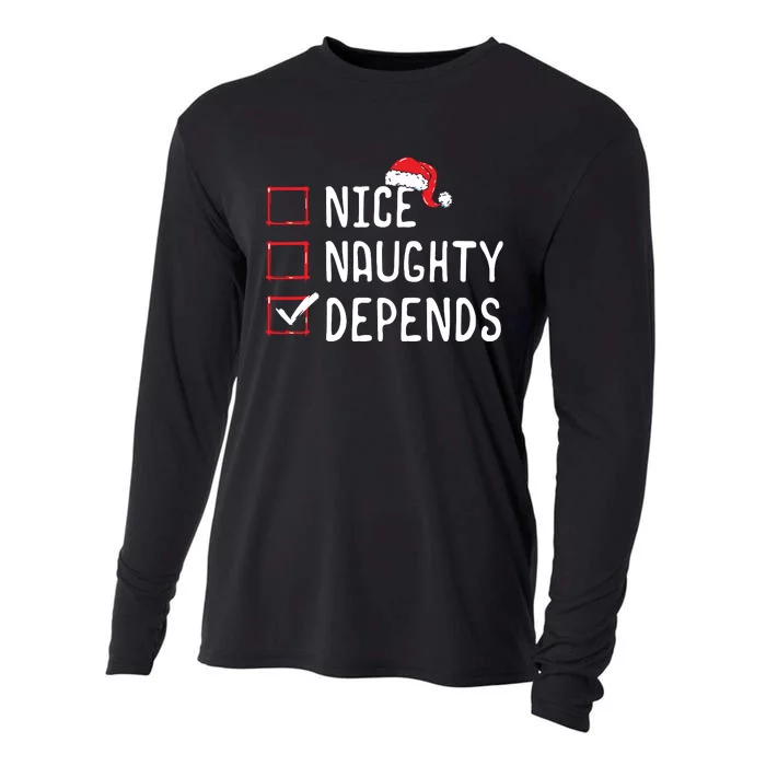 Nice Naughty Depends Christmas List Cooling Performance Long Sleeve Crew