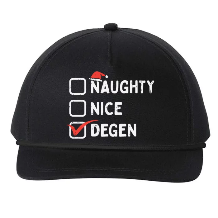 Naughty Nice Degen Altcoins Crypto Christmas Xmas Bitcoin Cool Gift Snapback Five-Panel Rope Hat