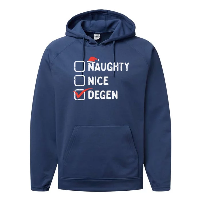 Naughty Nice Degen Altcoins Crypto Christmas Xmas Bitcoin Cool Gift Performance Fleece Hoodie