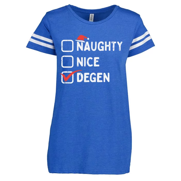 Naughty Nice Degen Altcoins Crypto Christmas Xmas Bitcoin Cool Gift Enza Ladies Jersey Football T-Shirt