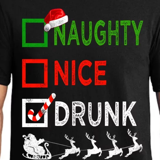 Naughty Nice Drunk Christmas Pajamas Funny Santa Hat Xmas Cool Gift Pajama Set