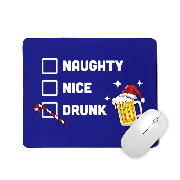 Nice Naughty Drunk Check Christmas Beer Funny Ing Xmas Gift Mousepad