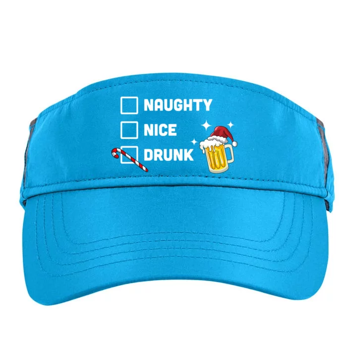 Nice Naughty Drunk Check Christmas Beer Funny Ing Xmas Gift Adult Drive Performance Visor