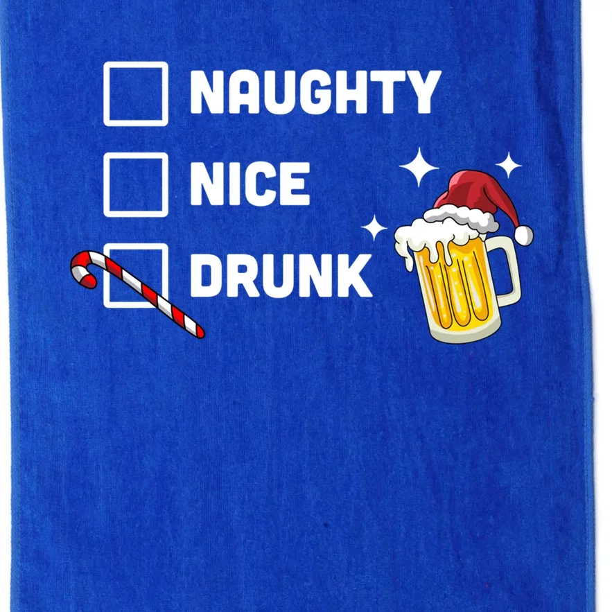 Nice Naughty Drunk Check Christmas Beer Funny Ing Xmas Gift Platinum Collection Golf Towel