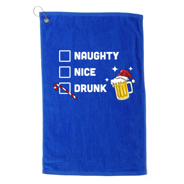 Nice Naughty Drunk Check Christmas Beer Funny Ing Xmas Gift Platinum Collection Golf Towel