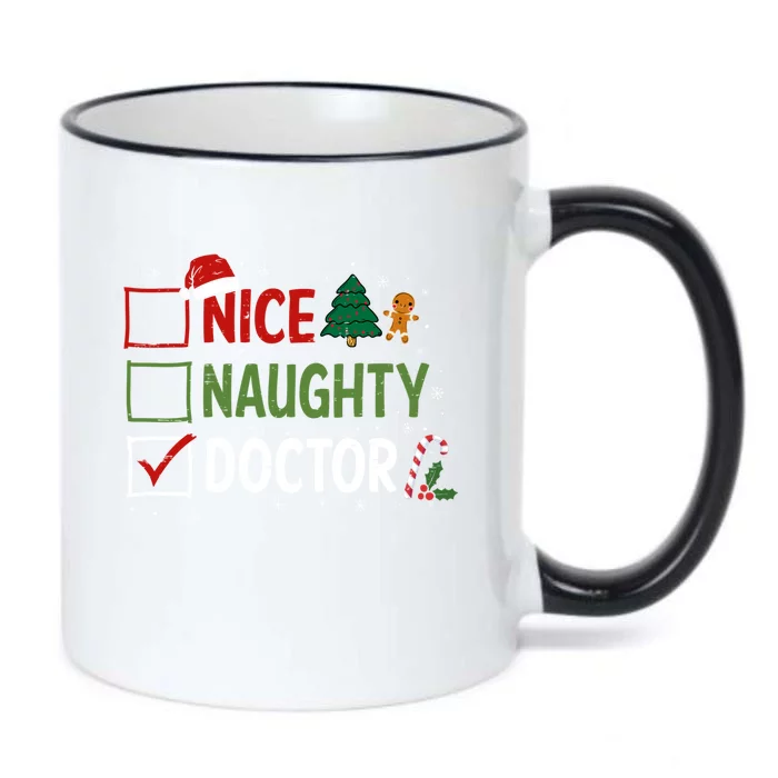 Nice Naughty Doctor Christmas Funny Xmas Santa Hat Gift Black Color Changing Mug