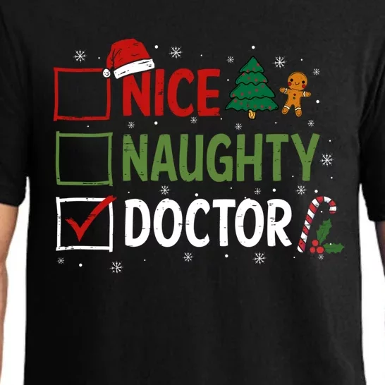 Nice Naughty Doctor Christmas Funny Xmas Santa Hat Gift Pajama Set