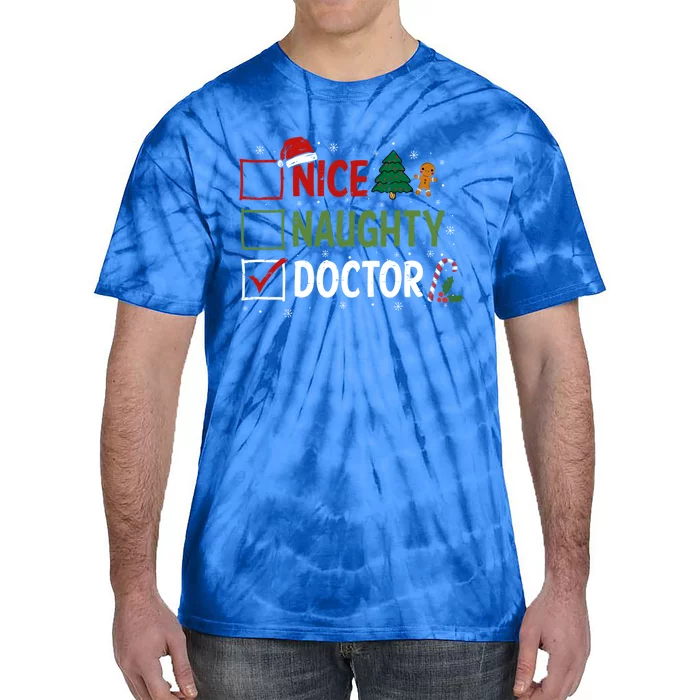 Nice Naughty Doctor Christmas Funny Xmas Santa Hat Gift Tie-Dye T-Shirt