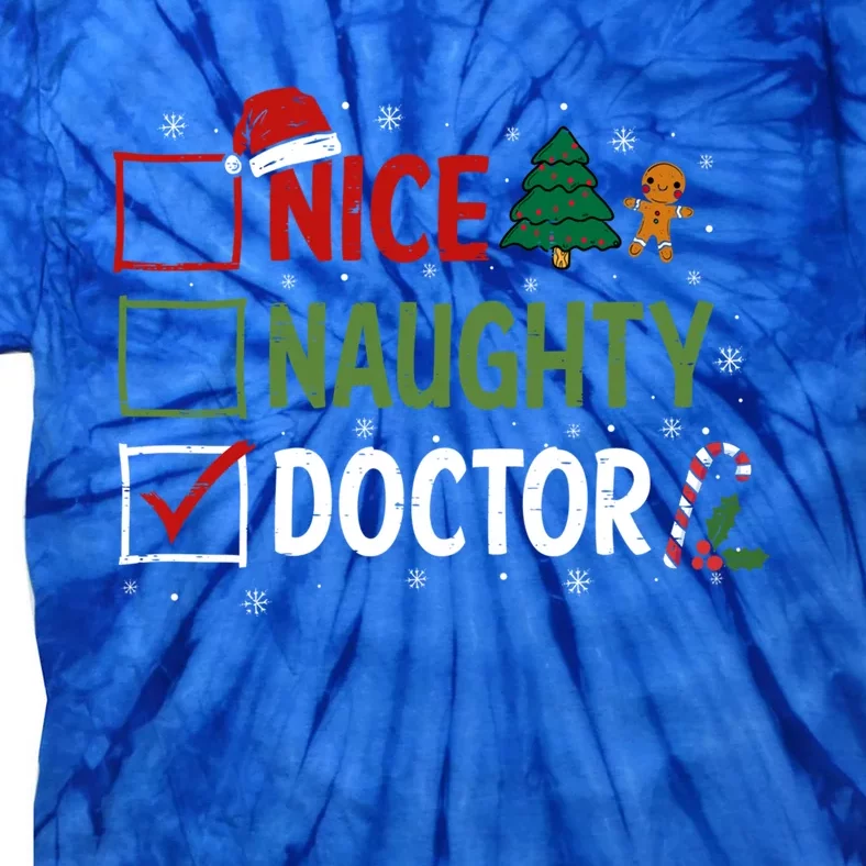 Nice Naughty Doctor Christmas Funny Xmas Santa Hat Gift Tie-Dye T-Shirt