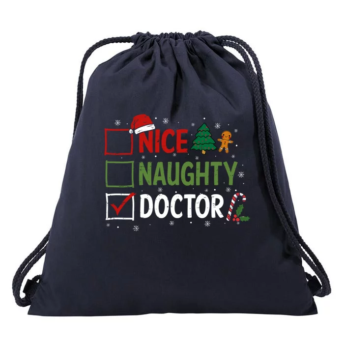 Nice Naughty Doctor Christmas Funny Xmas Santa Hat Gift Drawstring Bag