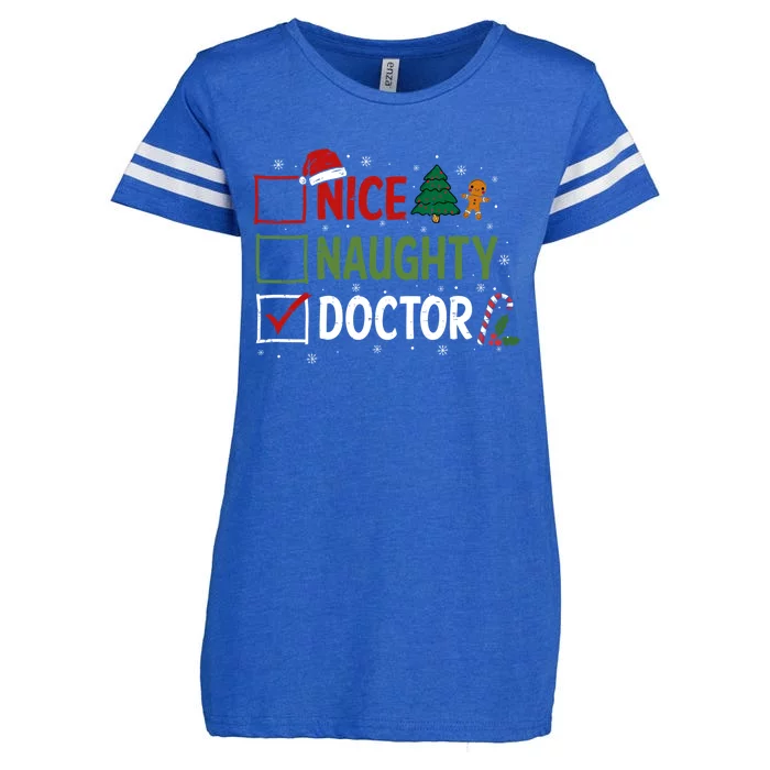 Nice Naughty Doctor Christmas Funny Xmas Santa Hat Gift Enza Ladies Jersey Football T-Shirt