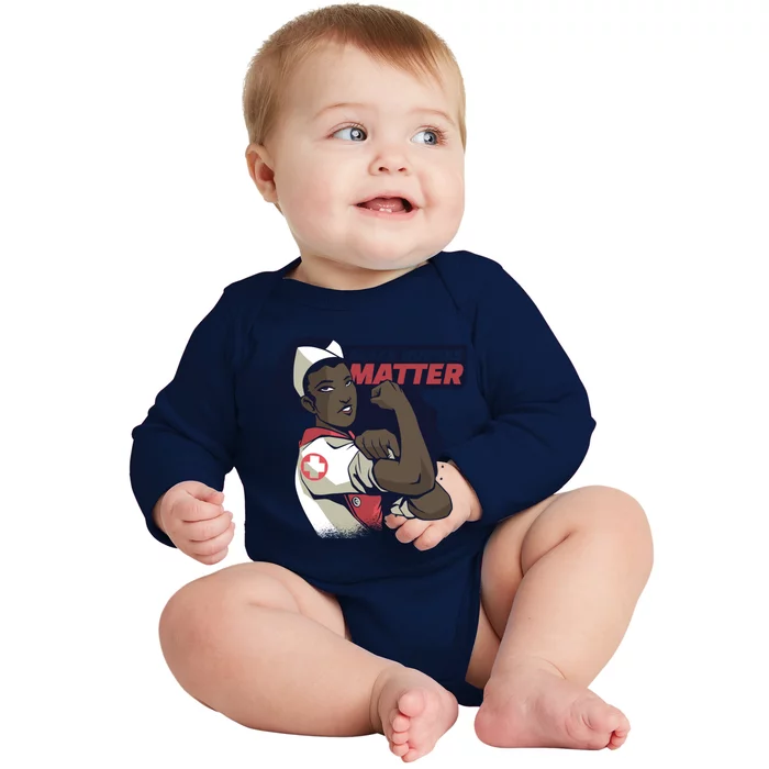 National Nurses Day May 6 Black Nurses Matter Designer Gift Baby Long Sleeve Bodysuit