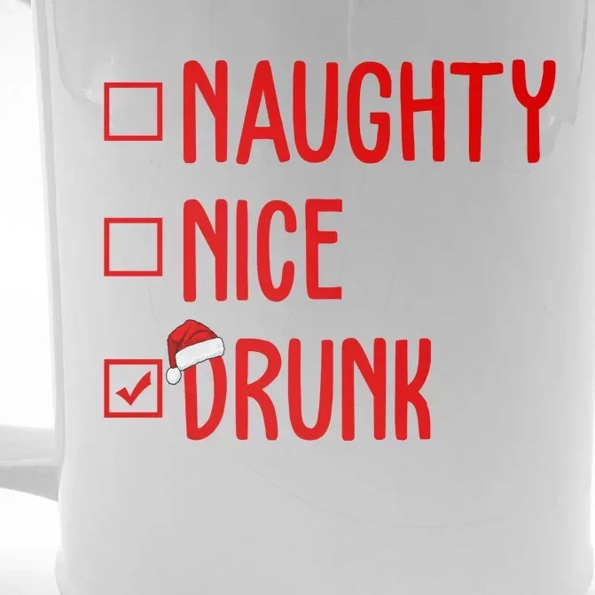 Naughty Nice Drunk Funny Christmas Checklist Front & Back Beer Stein