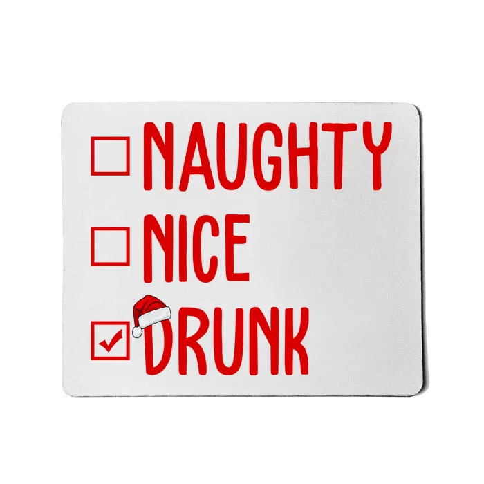 Naughty Nice Drunk Funny Christmas Checklist Mousepad