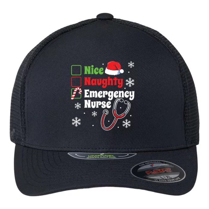 Nice Naughty Emergency Nurse Christmas Er Xmas Flexfit Unipanel Trucker Cap