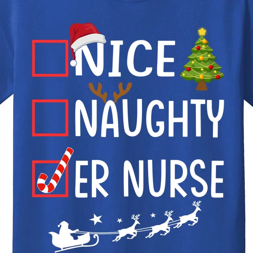 Naughty Nice Er Nurse Christmas Pajamas Santa Claus Xmas Gift Kids T-Shirt