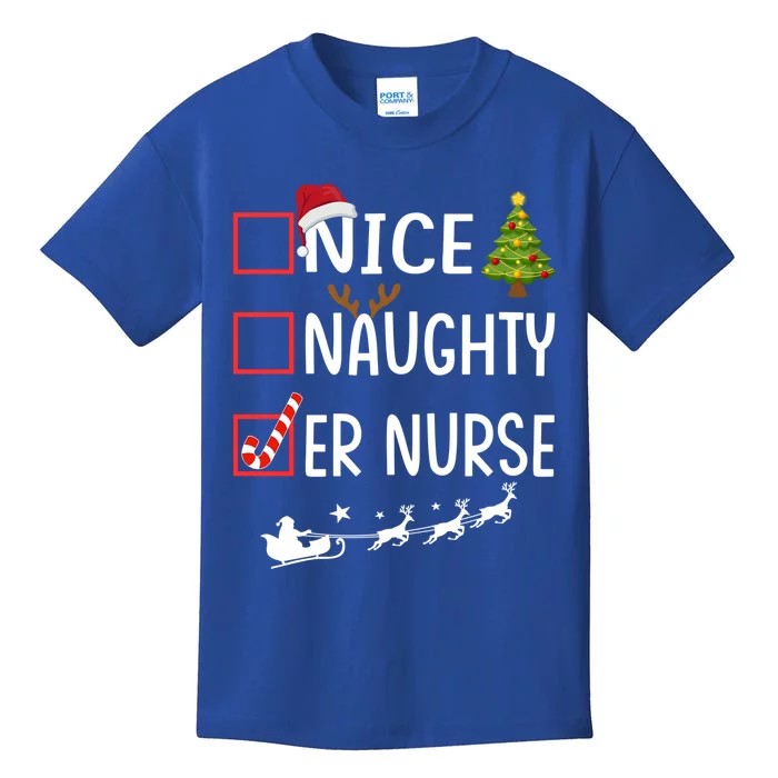 Naughty Nice Er Nurse Christmas Pajamas Santa Claus Xmas Gift Kids T-Shirt