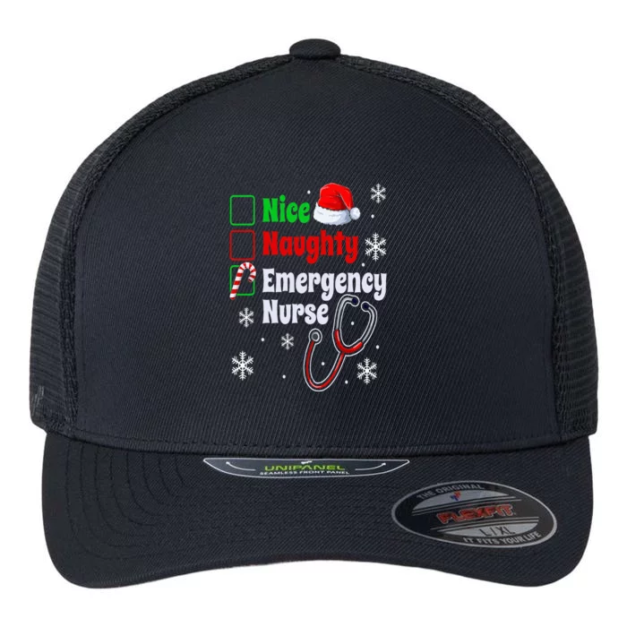 Nice Naughty Emergency Nurse Christmas ER Xmas Flexfit Unipanel Trucker Cap