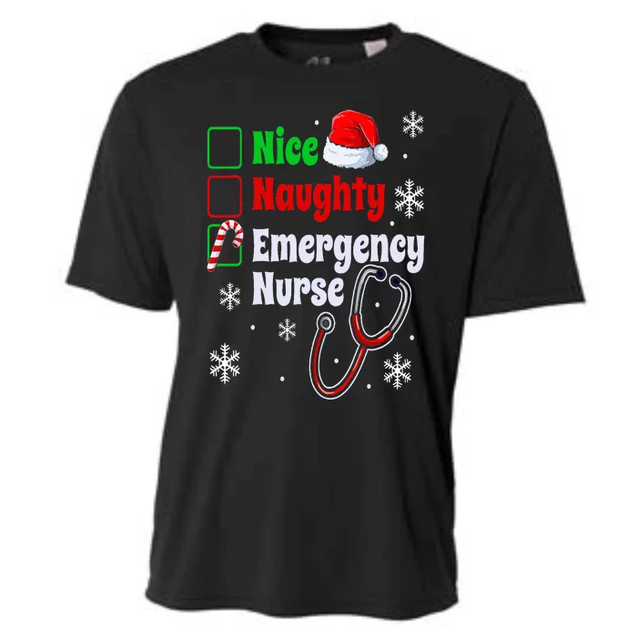 Nice Naughty Emergency Nurse Christmas ER Xmas Cooling Performance Crew T-Shirt