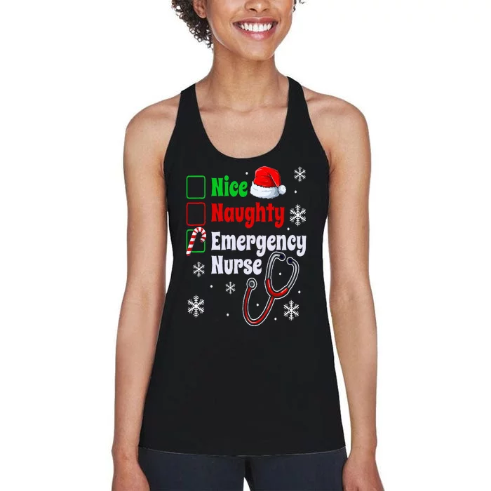 Nice Naughty Emergency Nurse Christmas ER Xmas Women's Racerback Tank