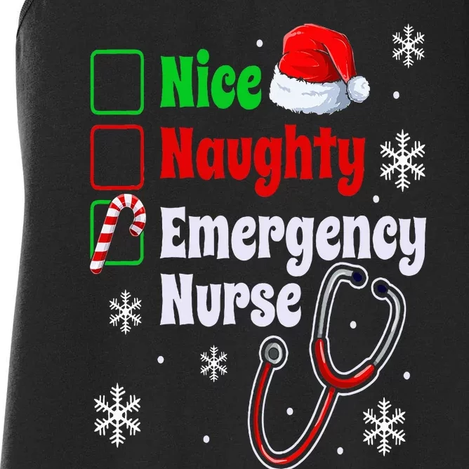 Nice Naughty Emergency Nurse Christmas ER Xmas Women's Racerback Tank