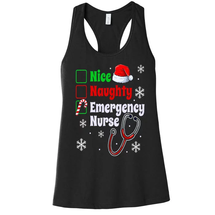 Nice Naughty Emergency Nurse Christmas ER Xmas Women's Racerback Tank