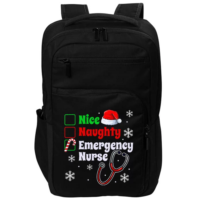 Nice Naughty Emergency Nurse Christmas Impact Tech Backpack