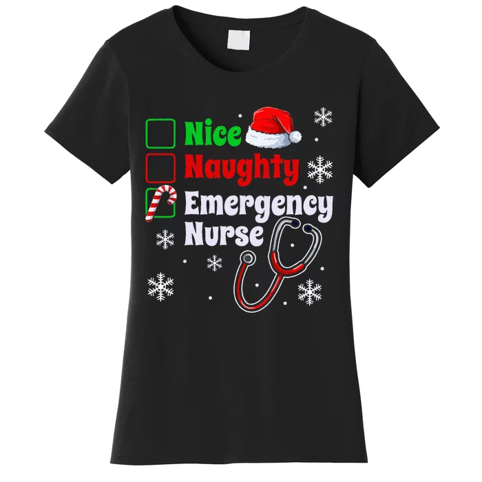 Nice Naughty Emergency Nurse Christmas Women's T-Shirt