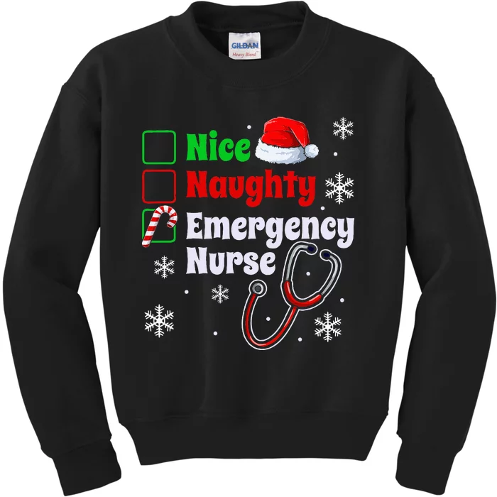 Nice Naughty Emergency Nurse Christmas Kids Sweatshirt