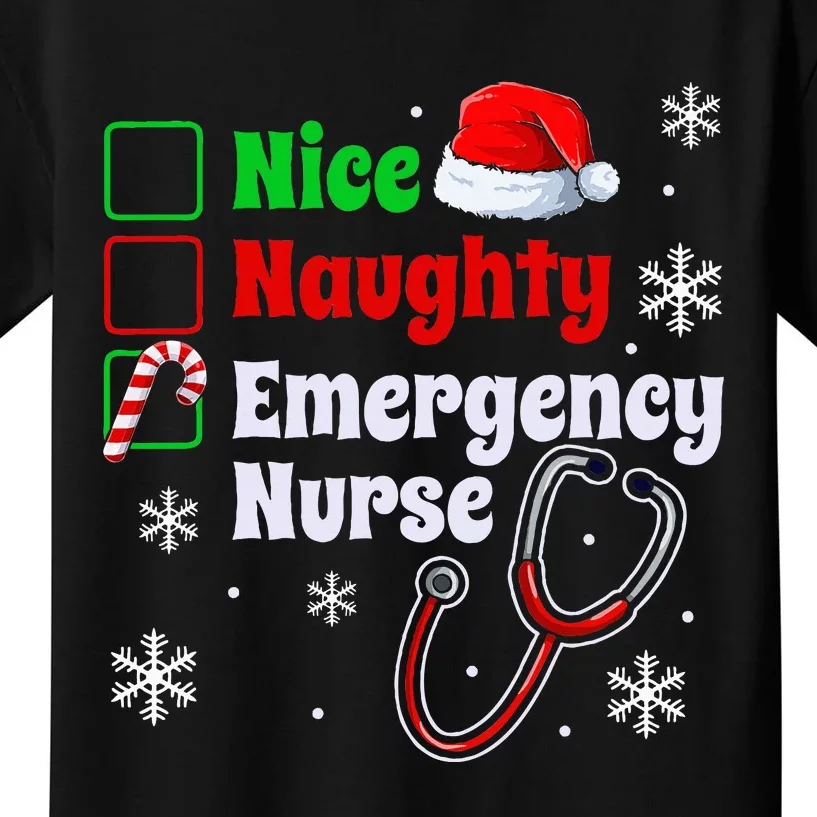 Nice Naughty Emergency Nurse Christmas Kids T-Shirt