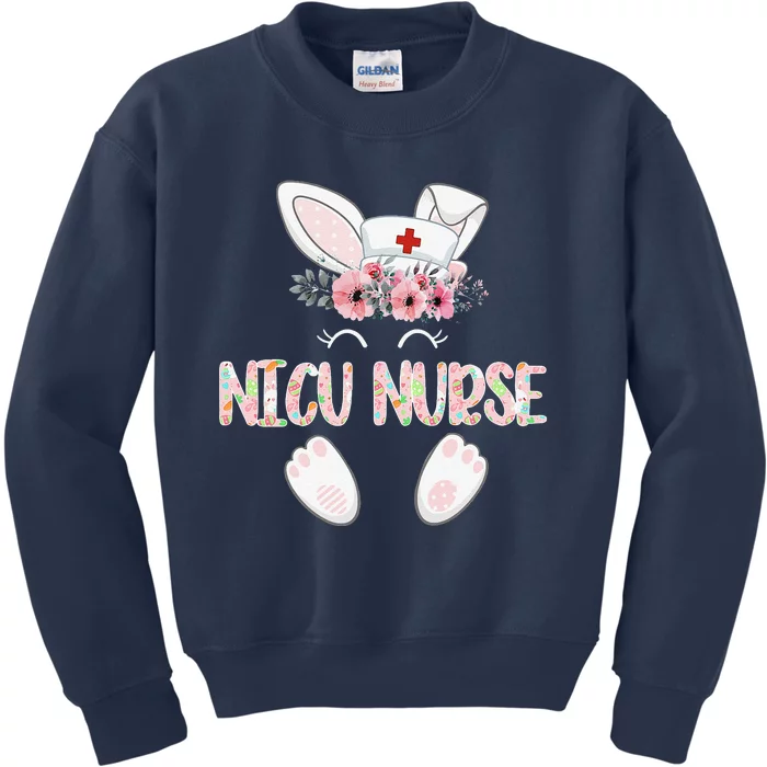 NICU Nurse Easter Nurse Floral Bunny Kids Sweatshirt