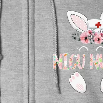 NICU Nurse Easter Nurse Floral Bunny Full Zip Hoodie