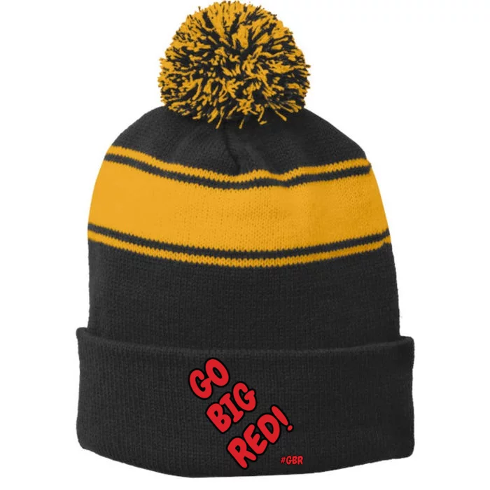 Nebraska Stripe Pom Pom Beanie