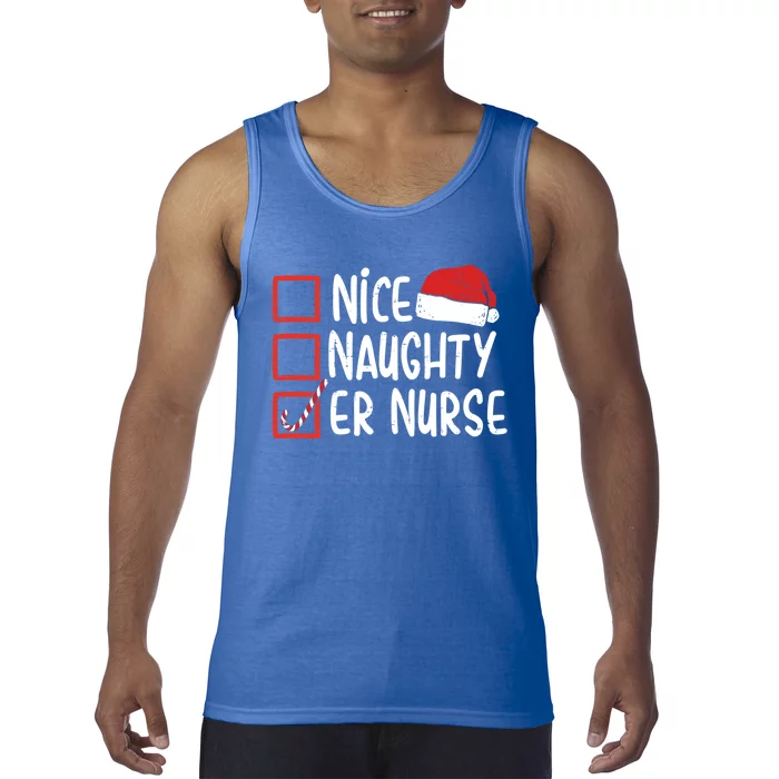 Naughty Nice Er Nurse Christmas Pajamas Funny Santa Hat Gift Tank Top