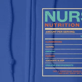 Nurse Nutrition Facts Funny Nursing Humor Rn Profession Cool Gift Full Zip Hoodie