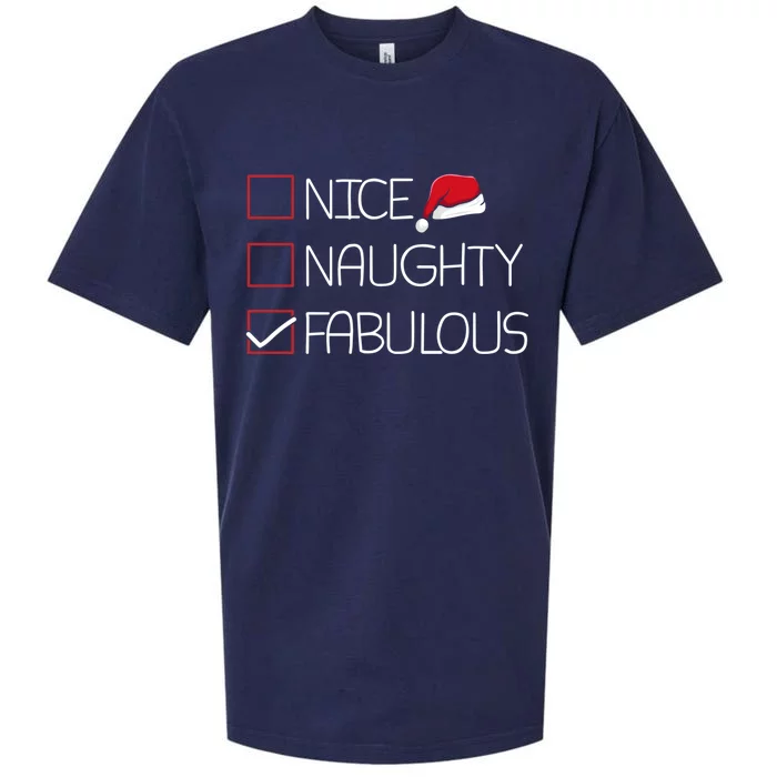 Nice Naughty Fabolous Christmas Pajama Funny Humor Xmas List Gift Sueded Cloud Jersey T-Shirt