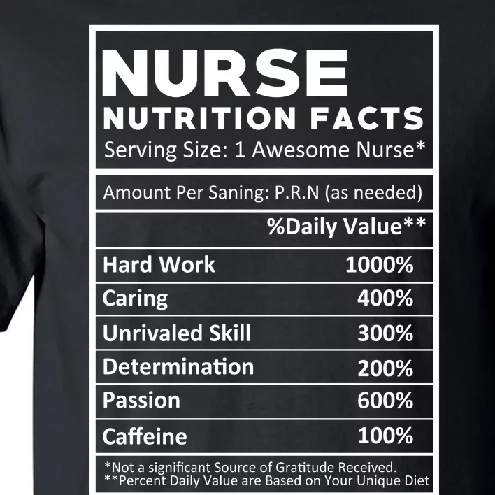 Nurse Nutrition Facts Tall T-Shirt