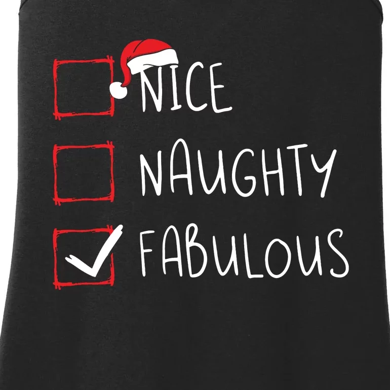 Nice Naughty Fabulous Christmas List Xmas Santa Claus Ladies Essential Tank