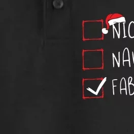 Nice Naughty Fabulous Christmas List Xmas Santa Claus Dry Zone Grid Performance Polo