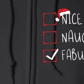 Nice Naughty Fabulous Christmas List Xmas Santa Claus Full Zip Hoodie