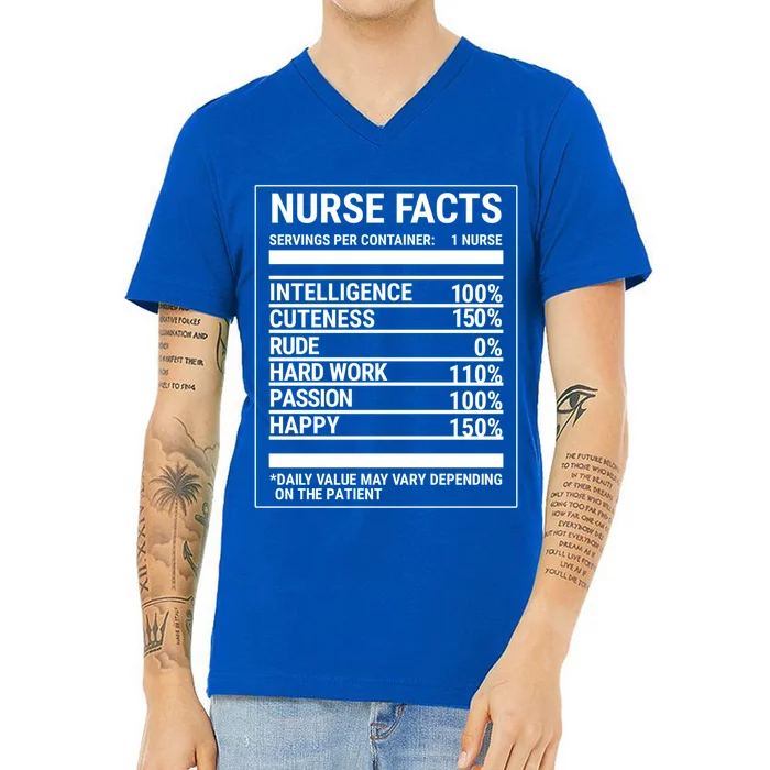 Nurse Nutritional Facts Funny Nursing Gift V-Neck T-Shirt