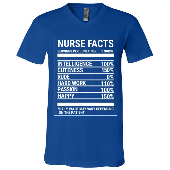 Nurse Nutritional Facts Funny Nursing Gift V-Neck T-Shirt