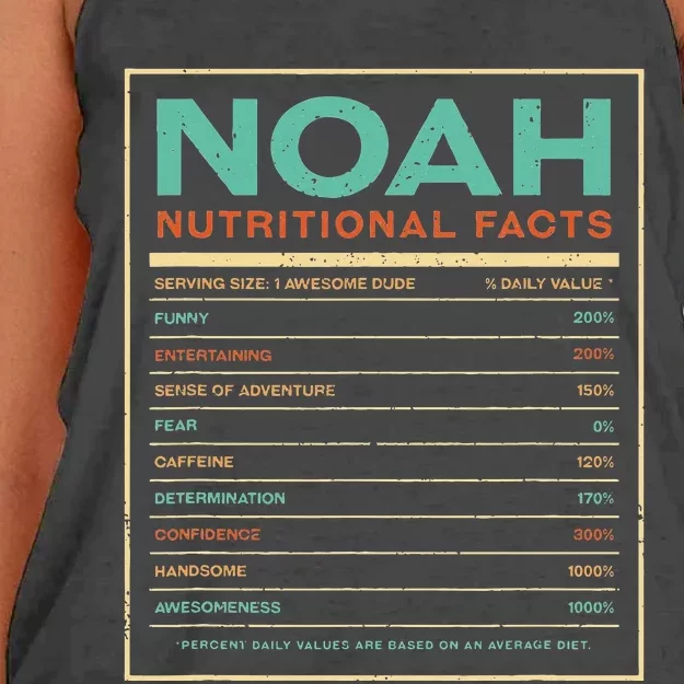 Noah Nutrition Facts Funny Personalized Name Women's Knotted Racerback Tank