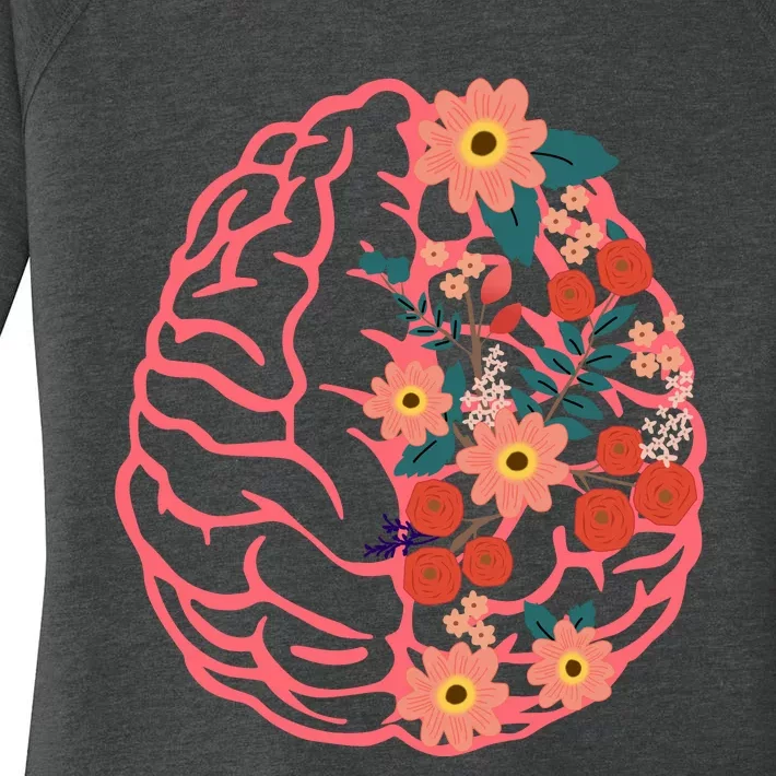 Neuro Nurse Floral Neuroscience Floral Brain Women's Perfect Tri Tunic Long Sleeve Shirt