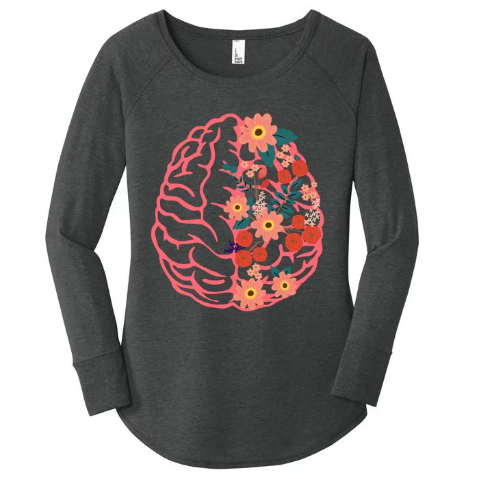 Neuro Nurse Floral Neuroscience Floral Brain Women's Perfect Tri Tunic Long Sleeve Shirt