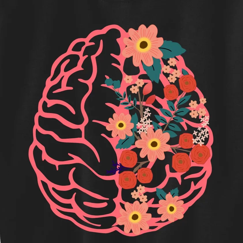 Neuro Nurse Floral Neuroscience Floral Brain Kids Sweatshirt