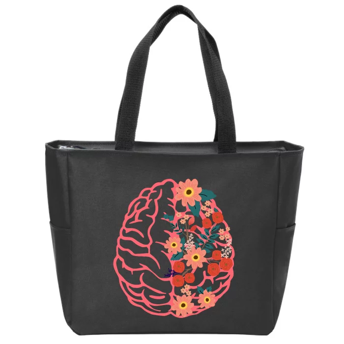 Neuro Nurse Floral Neuroscience Floral Brain Zip Tote Bag