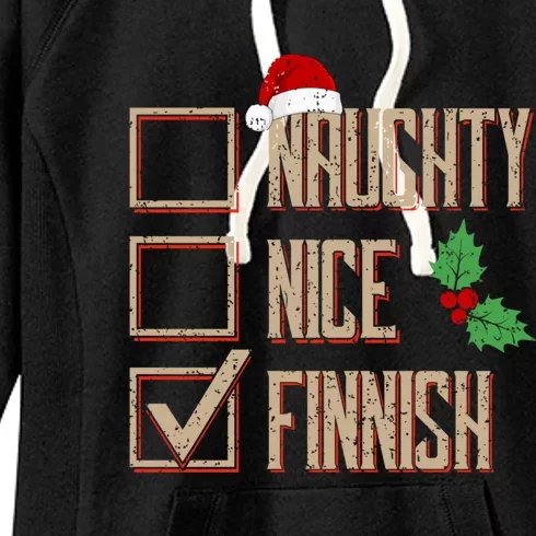 Naughty Nice Finnish Christmas Gift Finland Santa Hat Xmas Cute Gift Women's Fleece Hoodie