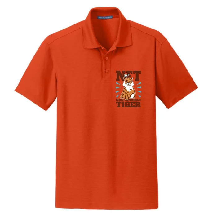 NFT Non Fungible Tiger Funny Crypto Dry Zone Grid Performance Polo